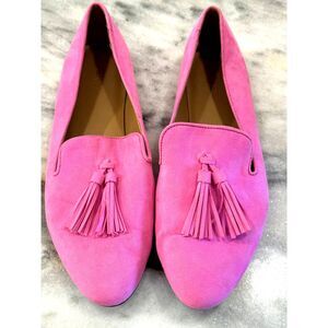 J. Crew Bright Pink Suede Loafers w/ Tassels EUC Size 9.5 / classic / preppy /